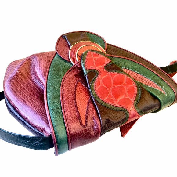 Sharif Vintage 80's USA Leather Shoulder Handbag Snakeskin Croc Print - Picture 6 of 15